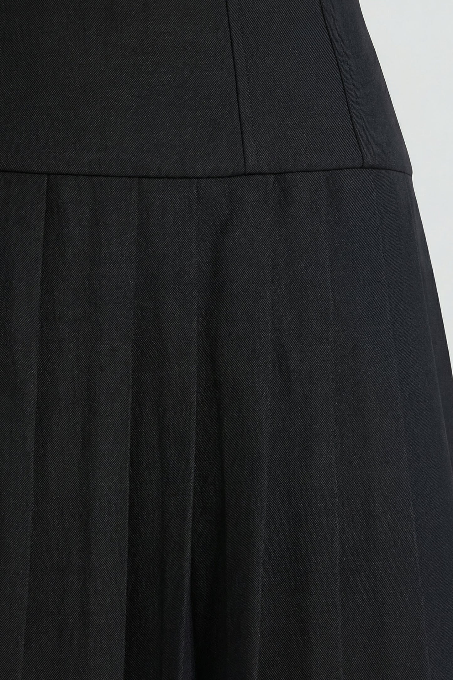 Brushed Twill Drop Waist Kilt Mini Dress in Black