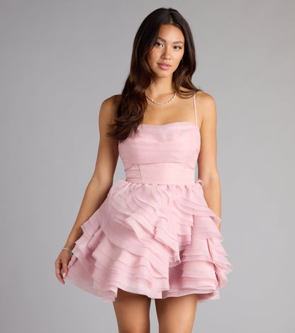 Eden Lace-Up Layered Skater Dress