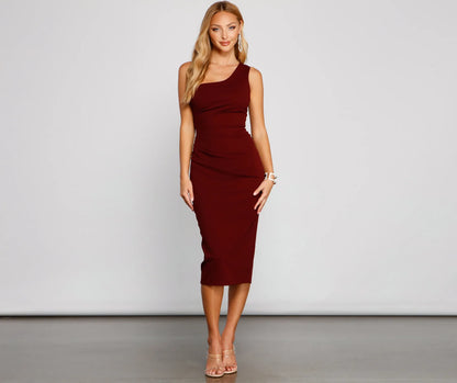 Alessandra Formal One-Shoulder Midi Dress