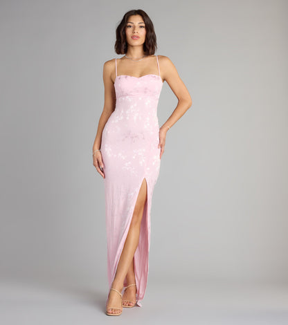 Gabriella Floral Embroidered Tie Back Formal Dress