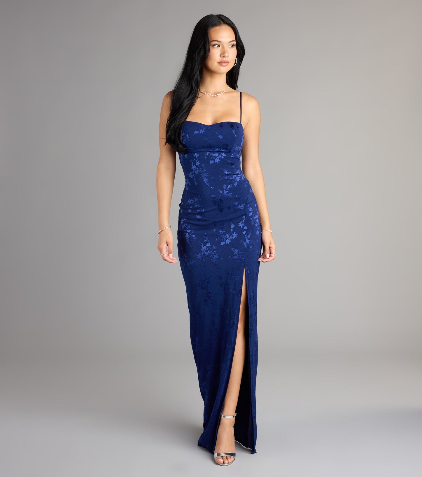 Gabriella Floral Embroidered Tie Back Formal Dress