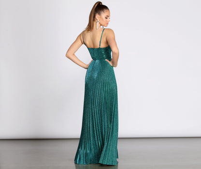 Aida Glitter Shine Pleated A-Line Dress