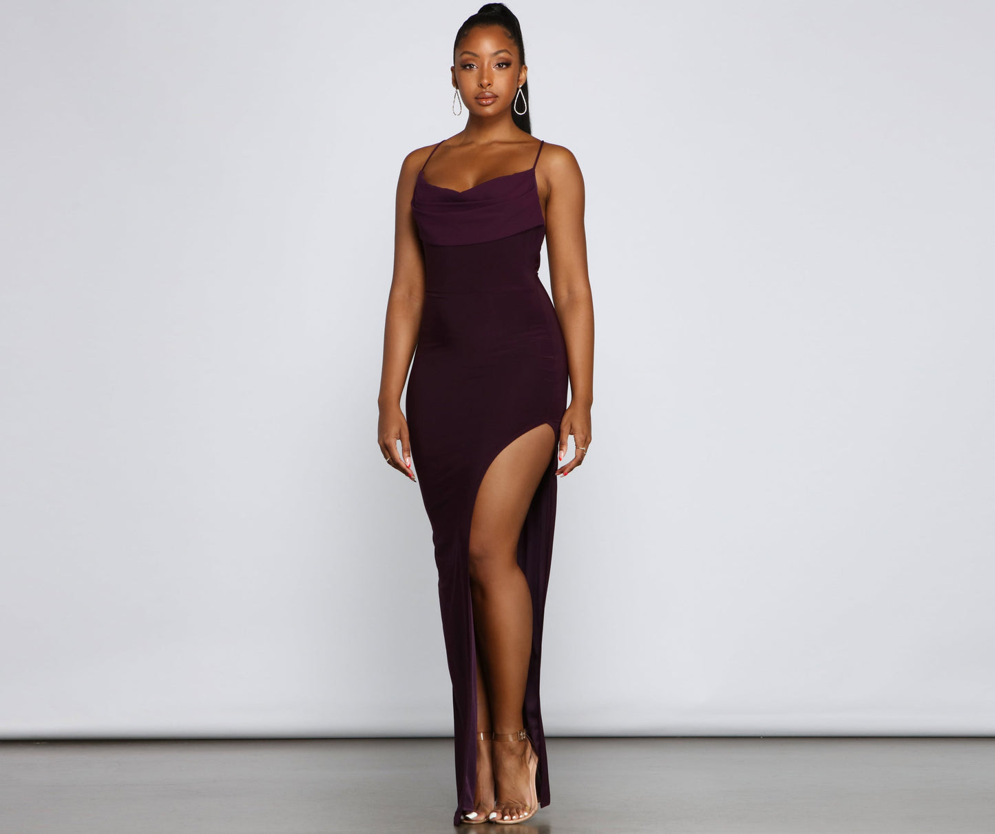 Inez Formal High Slit Ruched Dress