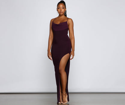 Inez Formal High Slit Ruched Dress