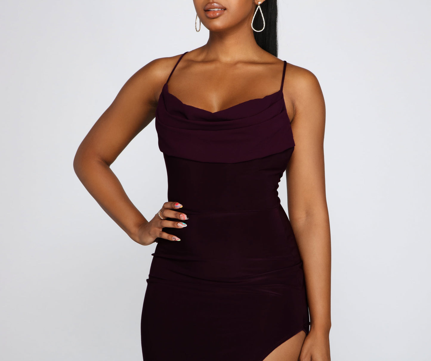Inez Formal High Slit Ruched Dress