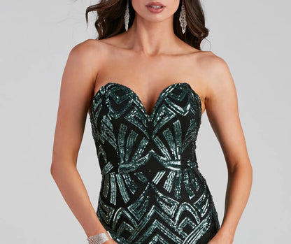 Cassy Formal Sequin Lace Up Dress