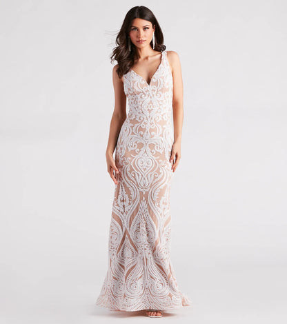 Mariah Formal Sequin Mesh Mermaid Dress