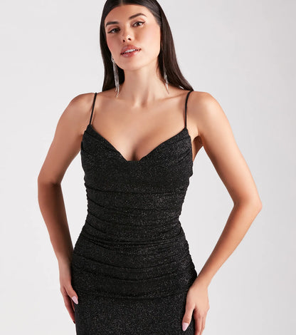 Tamora Formal Glitter Plunge Mermaid Dress