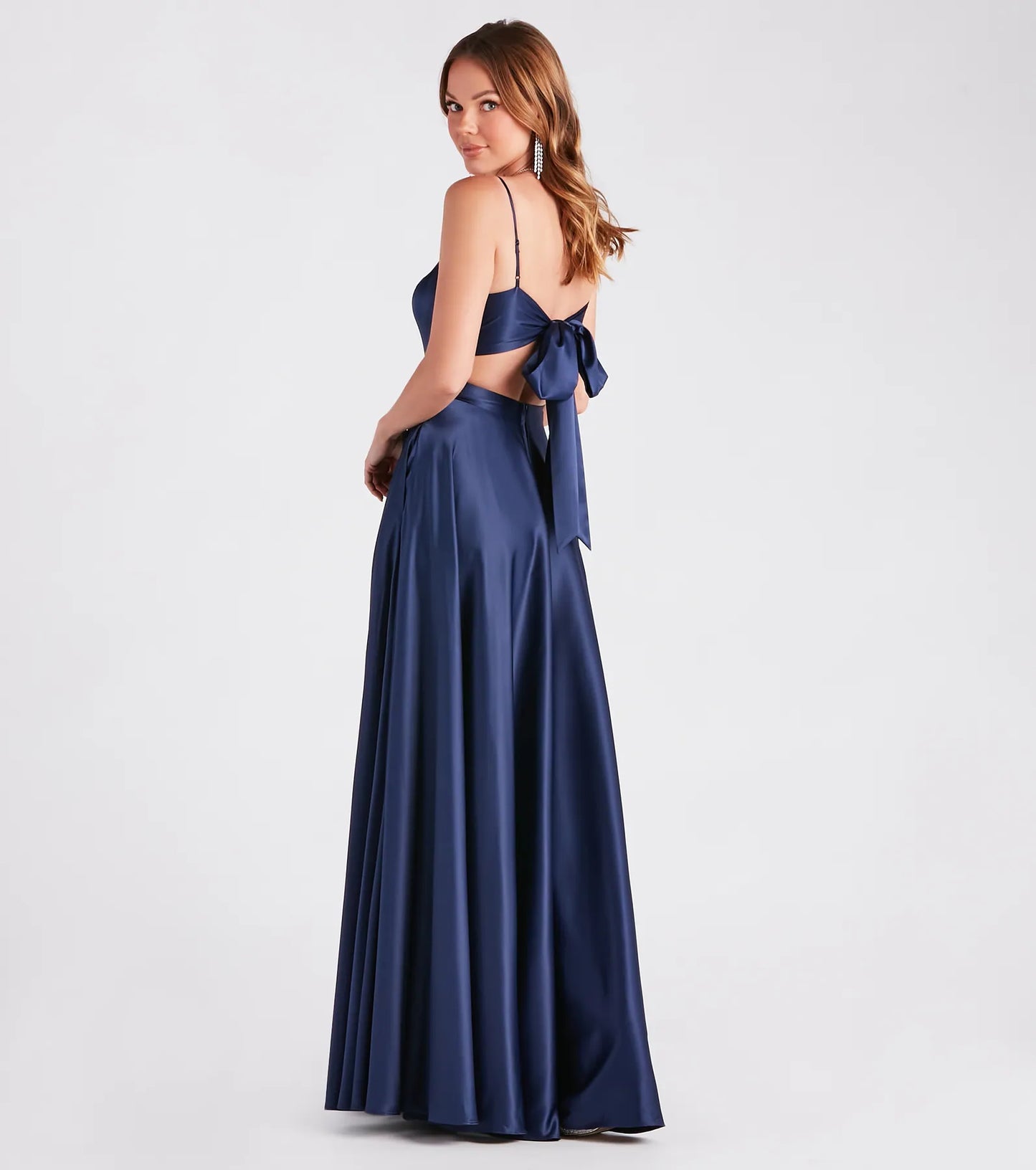 Emilie Satin Tie-Back A-Line Formal Dress