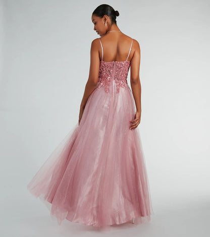 Aila Sweetheart Beaded A-Line Glitter Formal Dress