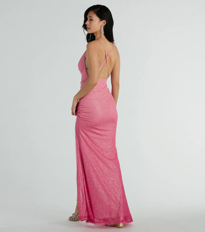 Kate Strappy Back Ombre Glitter Formal Dress
