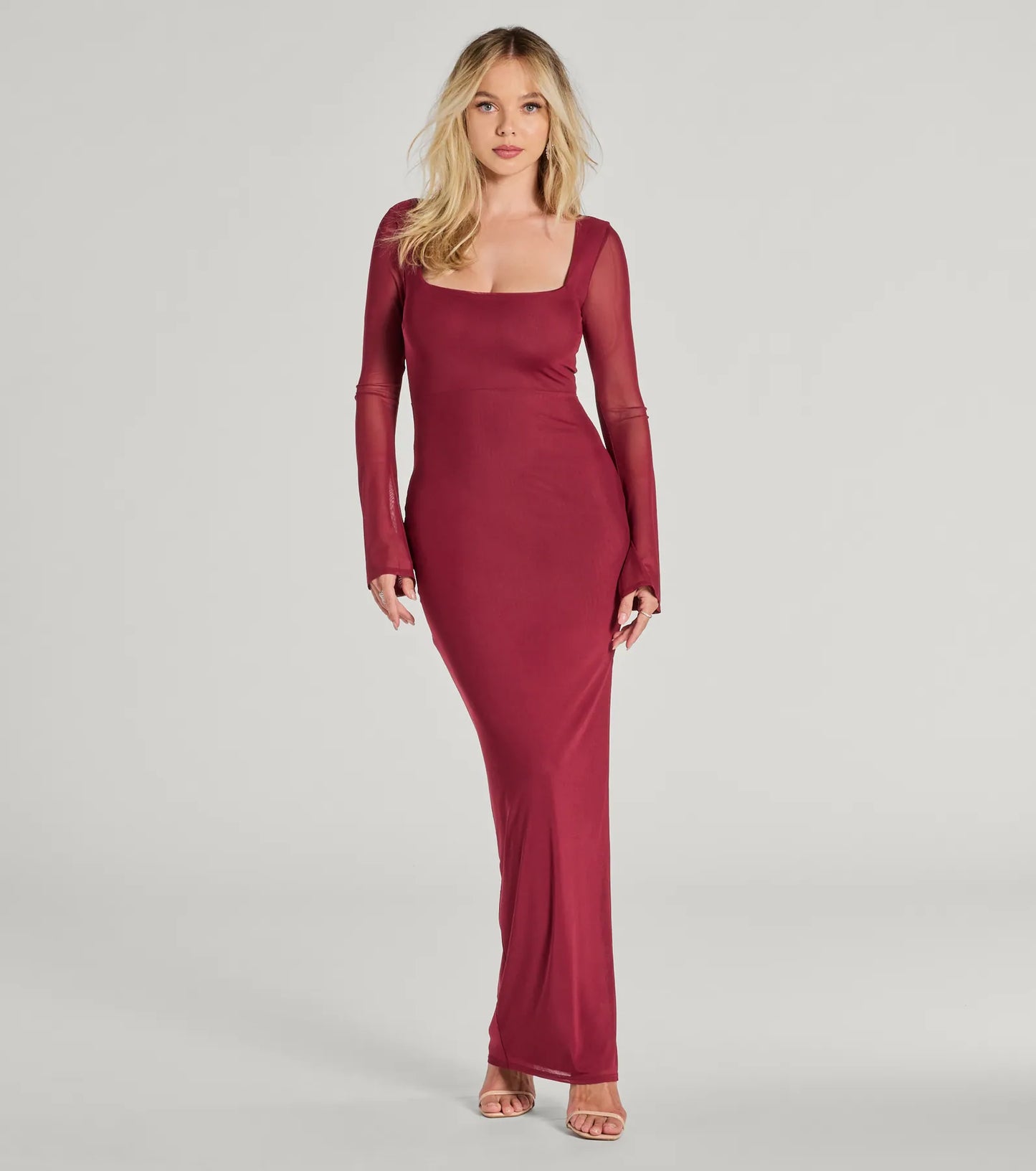 Becka Formal Mesh High Slit Column Dress