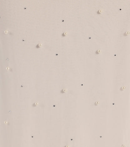 Milena Faux Pearl Mesh High Slit Mermaid Dress