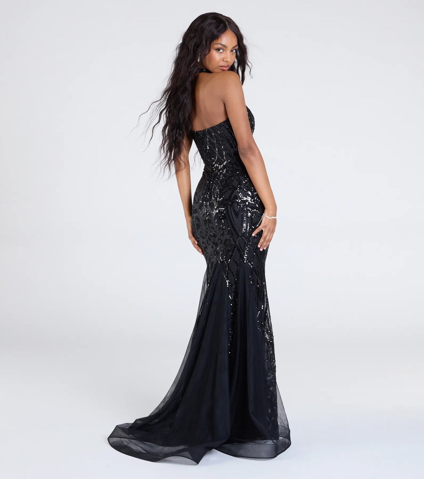 Esmeralda Halter Mermaid Sequin Formal Dress