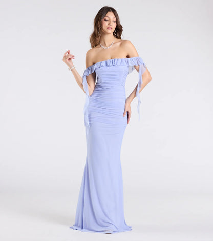 Deyna Formal Mesh Off-The-Shoulder Long Dress