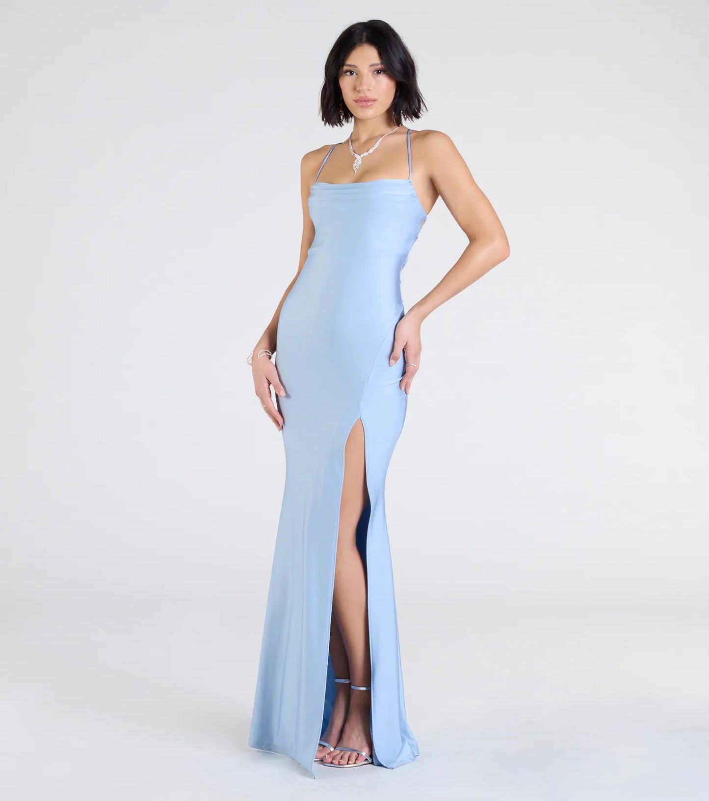 Delia Formal Cowl Neck Long Dress