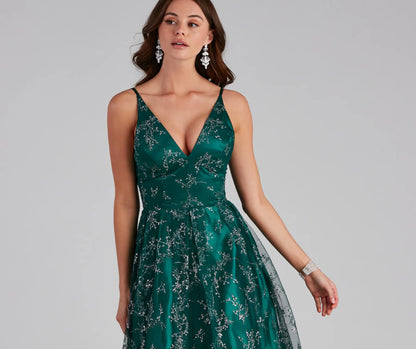 Kristin Formal Embroidered Glitter Ball Gown