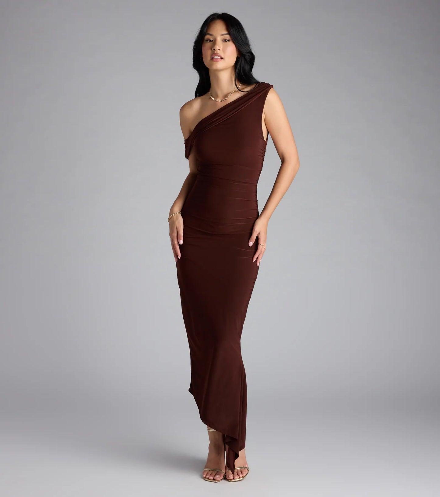 Can't Deny It One-Shoulder Bodycon Midi Dress