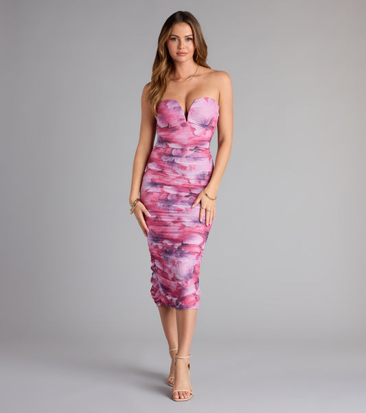 Keep It Romantic Floral Mesh Midi Dress