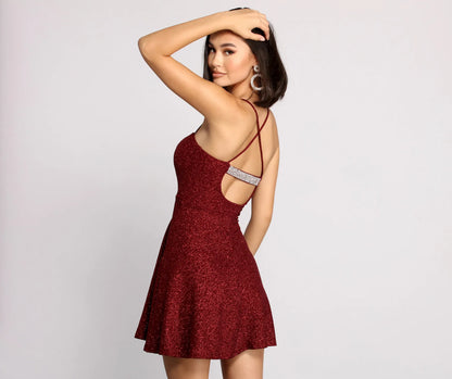 Dazzle and Glow Glitter and Rhinestone Sweetheart Dress