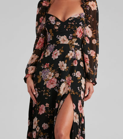 Catch The Bouquet Chiffon Maxi Dress