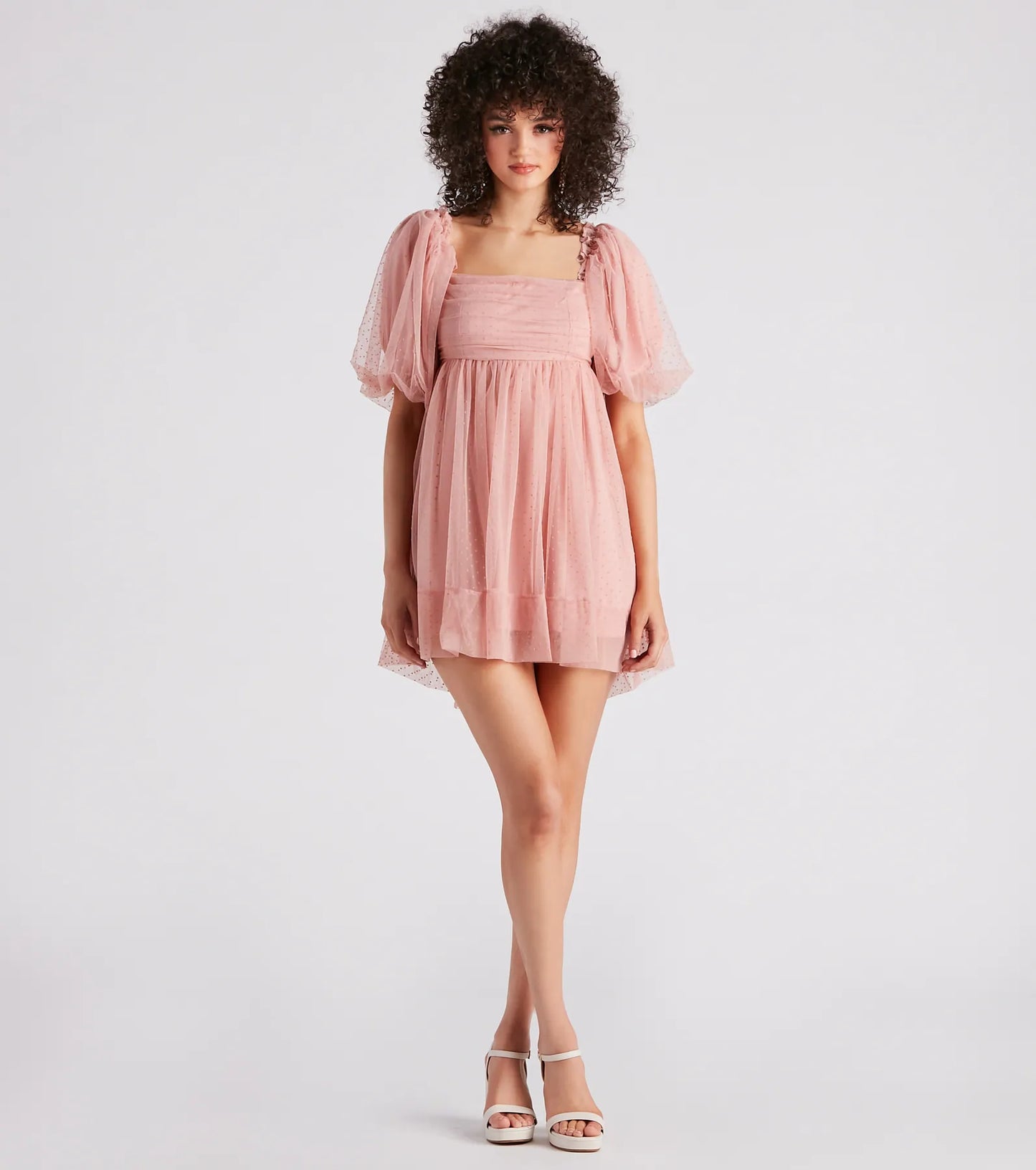 Whimsical Muse Chiffon Swiss Dot Skater Dress