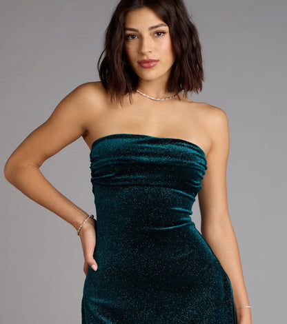 Late Night Luxe Glitter Velvet A-Line Mini Dress