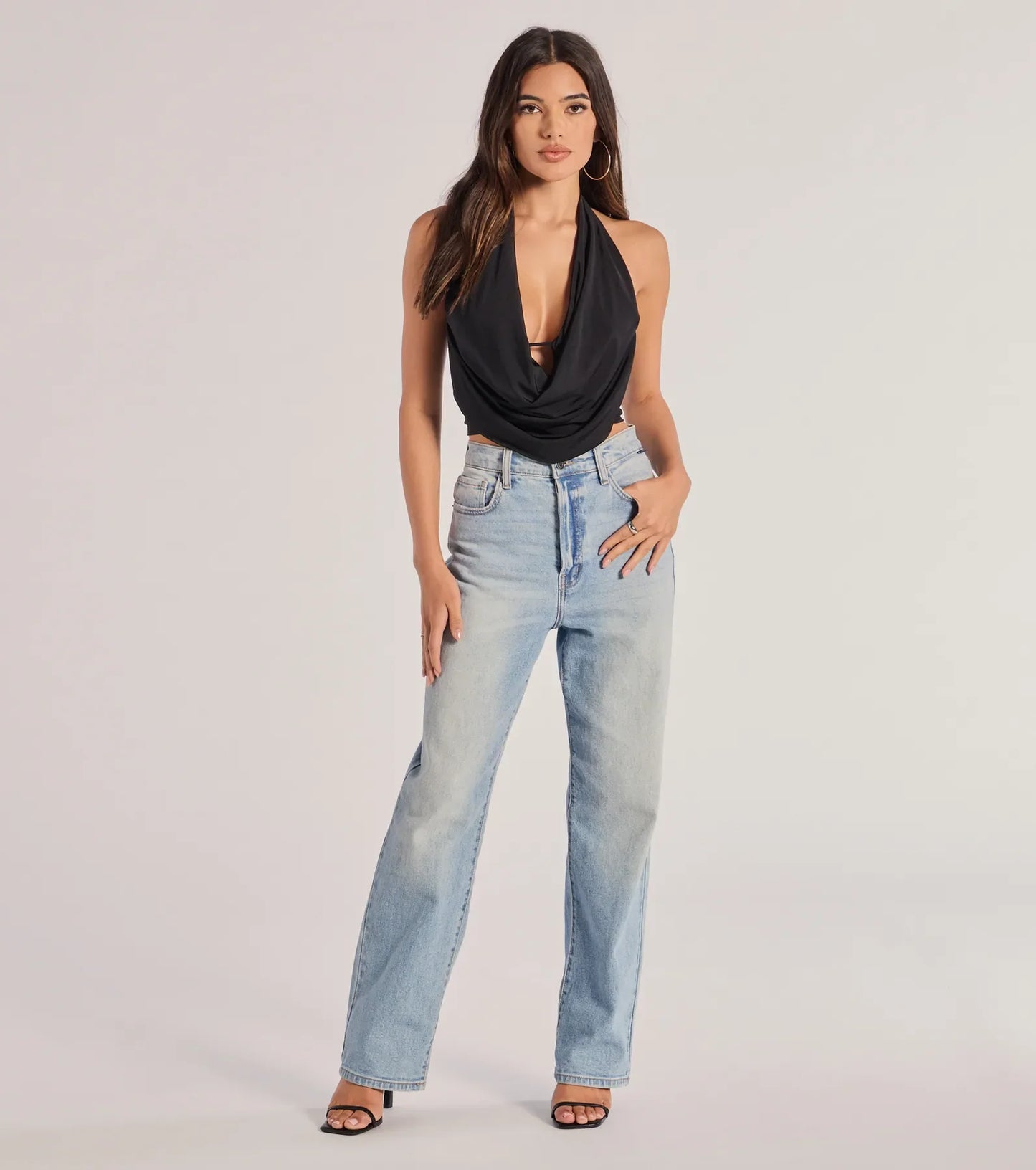 Take The Plunge Sleeveless Halter Crop Top