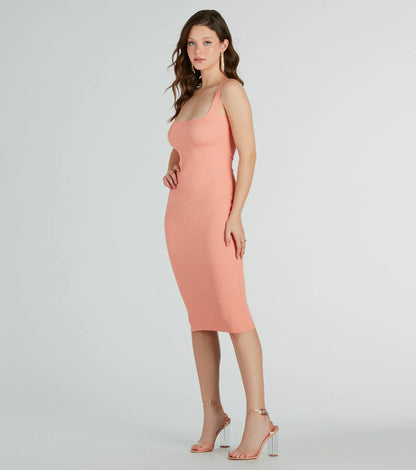 Perfect Pick Ribbed Knit Bodycon Midi Dress