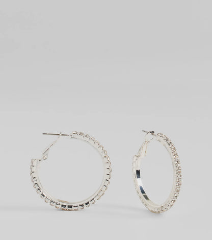Pretty Sparkle Rhinestone Hoop Earrings