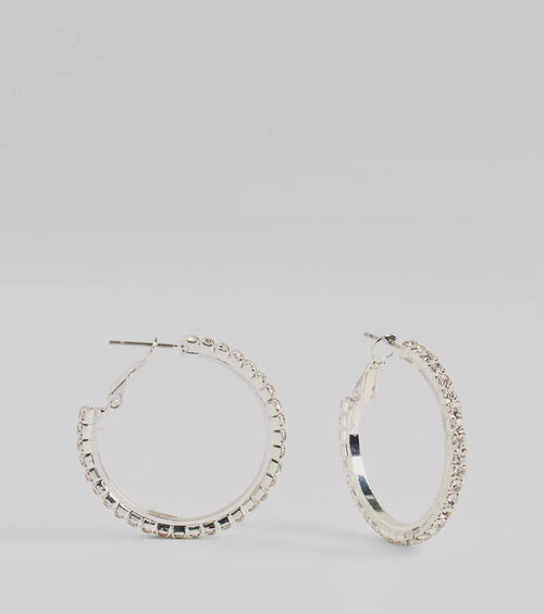 Pretty Sparkle Rhinestone Hoop Earrings