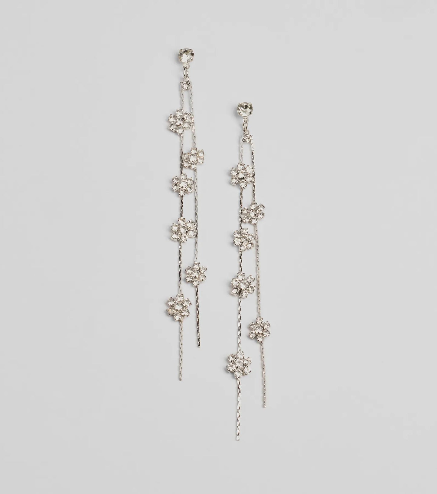Floral Enchantment Rhinestone Linear Earrings