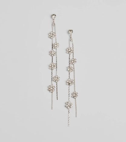 Floral Enchantment Rhinestone Linear Earrings