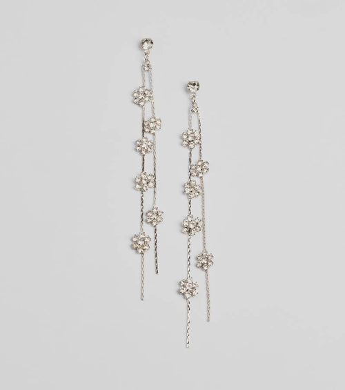 Floral Enchantment Rhinestone Linear Earrings