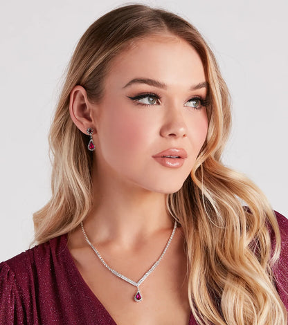 Elegant Style Rhinestone Necklace And Earrings Set