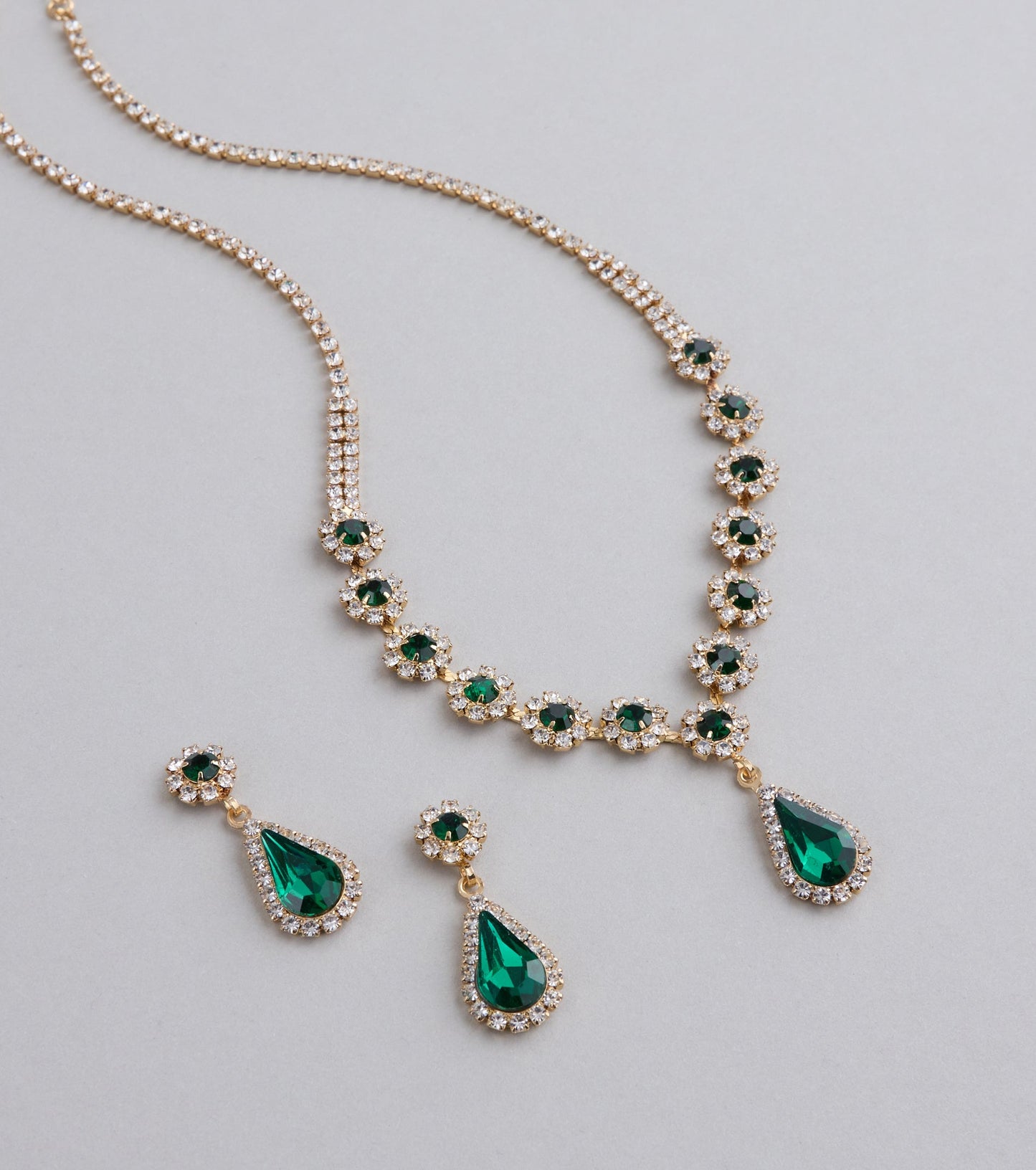 Luxe Look Gemstone Necklace And Earrings Set