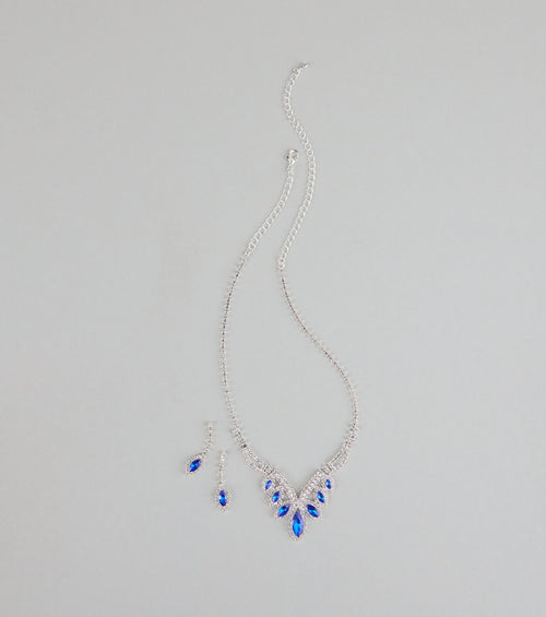 Dripping In Glamour Gemstone Necklace And Earrings Set