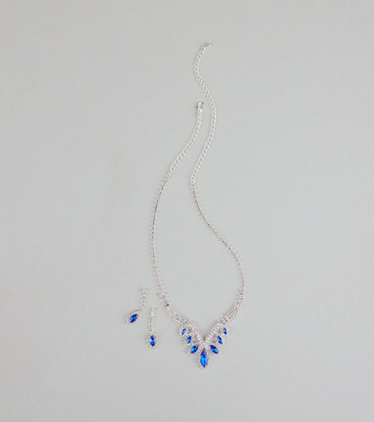 Dripping In Glamour Gemstone Necklace And Earrings Set