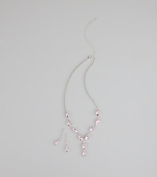 Stunning Glitz Gemstone Necklace And Earrings Set