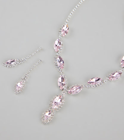 Stunning Glitz Gemstone Necklace And Earrings Set