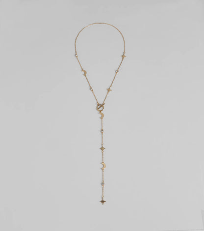Dreamy Sparkle Celestial Charm Lariat Necklace