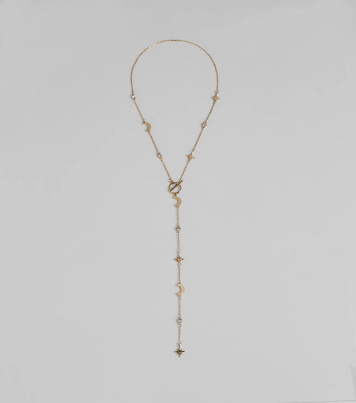 Dreamy Sparkle Celestial Charm Lariat Necklace