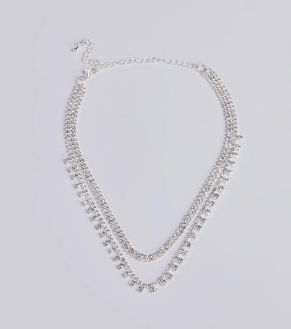 Glam Factor Layered Rhinestone Choker Necklace