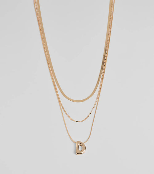 D Initial Layered Bubble Necklace