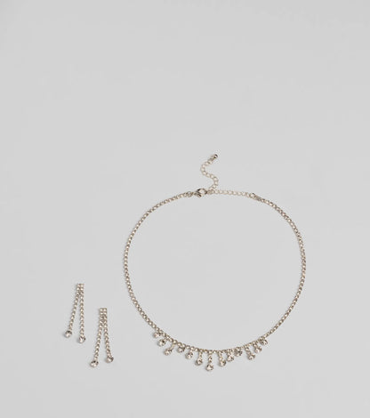 Gorgeously Glam Rhinestone Necklace And Earrings Set