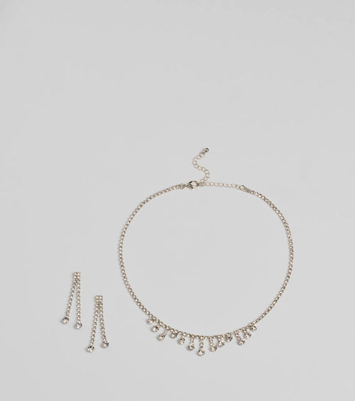 Gorgeously Glam Rhinestone Necklace And Earrings Set