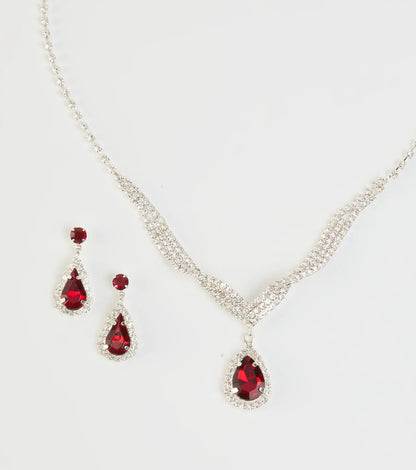 Gorgeous Radiance Gemstone Necklace And Earrings Set