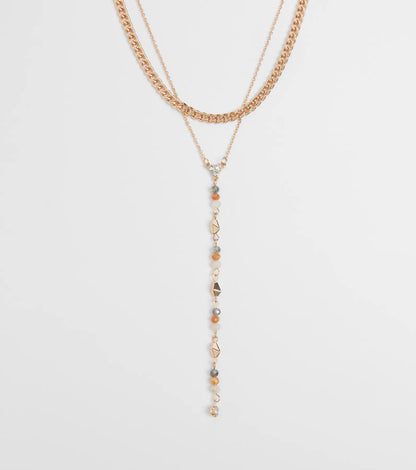 Charmingly Pretty Beaded Rhinestone Layered Necklace