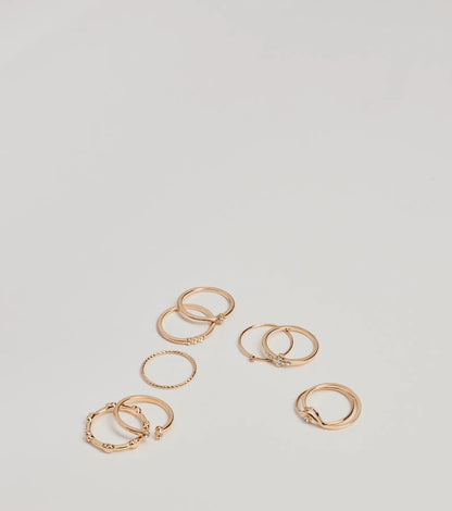 Sleek Trend Rhinestone Multi Ring Pack