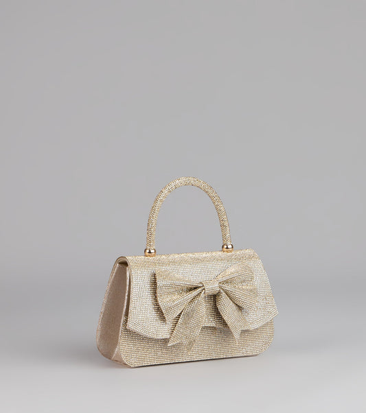 So Pristine Bow Rhinestone Purse